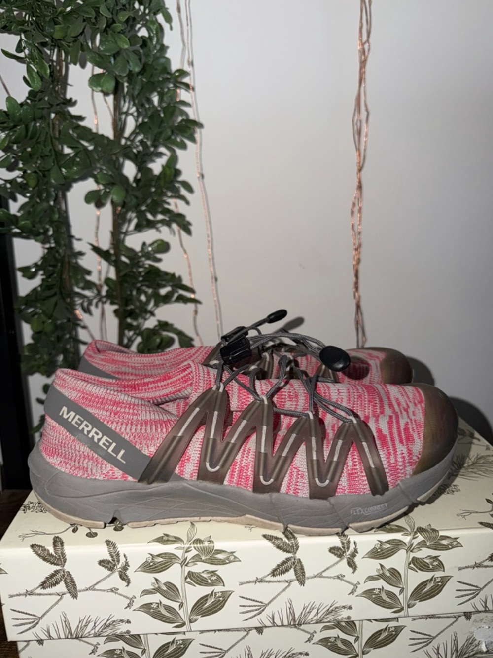 Merrell Women's Pink and Gray Slip-On Athletic Hiking Shoe